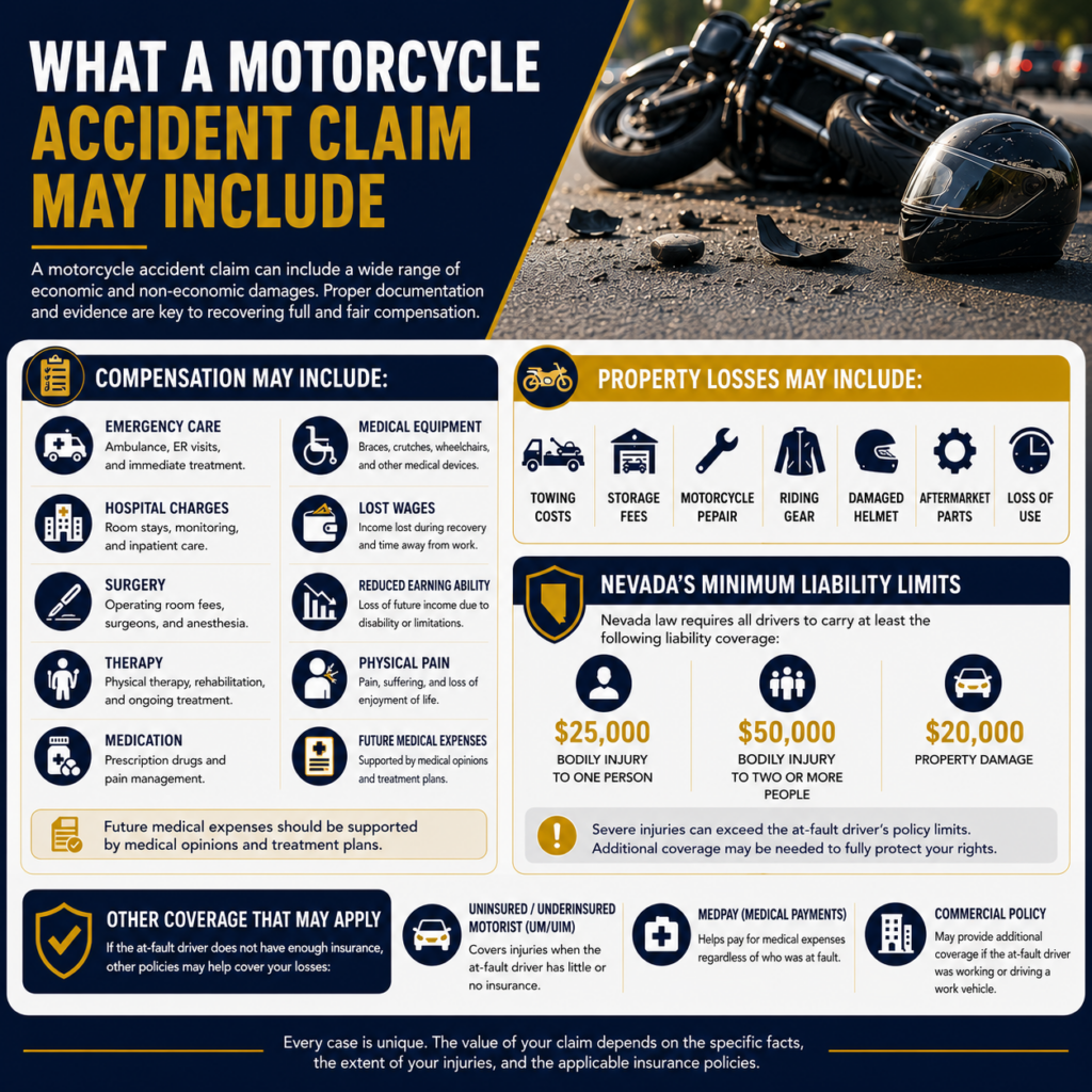 What a motorcycle accident claim may include